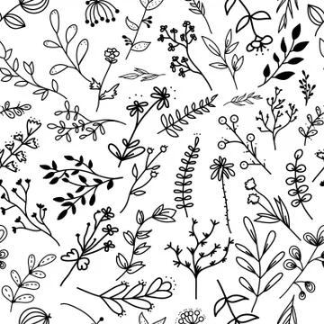 Floral seamless pattern. Background with flowers and leafs.. Illustrazione stock