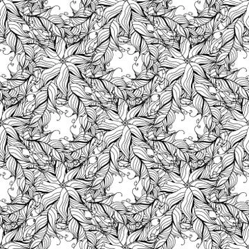 Floral seamless pattern background with leaves. Stock Illustration