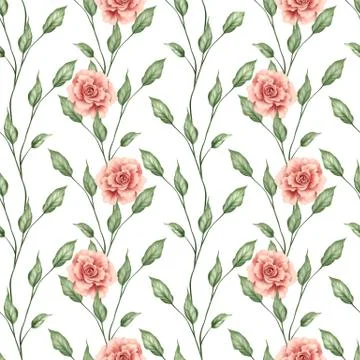Floral seamless pattern. Background with roses and leaves Stock Illustration