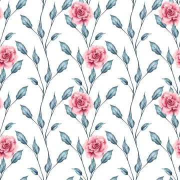 Floral seamless pattern. Background with roses and leaves Stock Illustration
