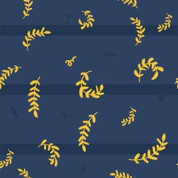 Floral seamless pattern on the background of stripes. Blue Yellow Seamless pa Stock Illustration