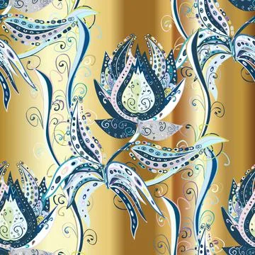 Floral seamless pattern background, with strokes and splashes, summer flowers. F Stock Illustration