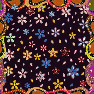 Floral seamless pattern background, with strokes and splashes, summer flowers. V Stock Illustration