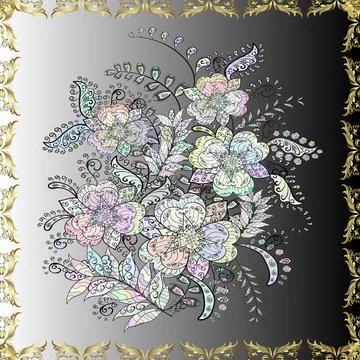 Floral seamless pattern background, summer flowers. Flat Flower Elements Design. Stock Illustration