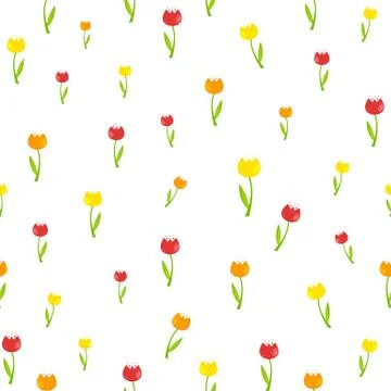 Floral Seamless Pattern Background with Tulips Vector Illustrati イラスト素材