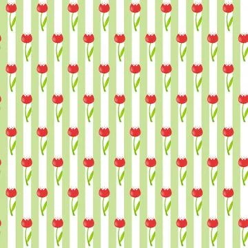 Floral Seamless Pattern Background with Tulips Vector Illustrati Stock Illustration
