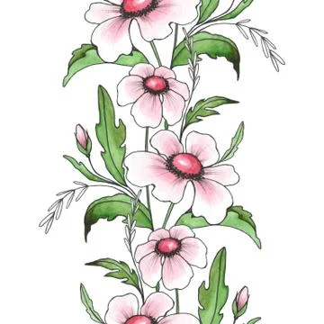 Floral seamless pattern. Background with white flowers Stock Illustration