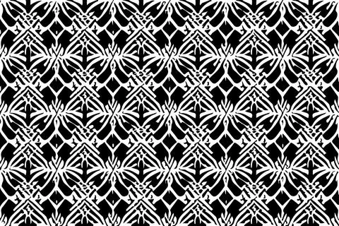 Floral seamless pattern background.Geometric ornament black and white Stock Illustration