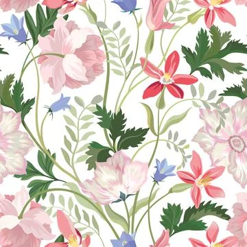 Floral seamless pattern. Beautiful spring summer background Stock Illustration