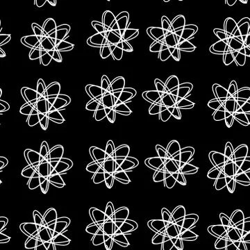 Floral seamless pattern black and white. vector Stock Illustration