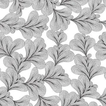 Floral seamless pattern in black and white 스톡 일러스트