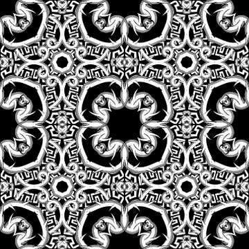 Floral seamless pattern. Black and white greek background. Vector tribal celt Stock Illustration