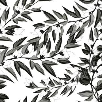 Floral seamless pattern blooming white flowers Botanical Motifs scattered ran Stock Illustration