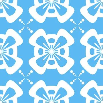 Floral seamless pattern on blue background, patchwork textile design backgr.. Illustrazione stock