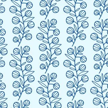 Floral seamless pattern in blue colors. Vector background design for linen. N Stock Illustration