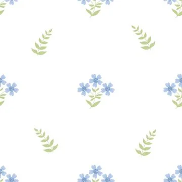 Floral seamless pattern with blue decorative cornflower on white background Stock Illustration