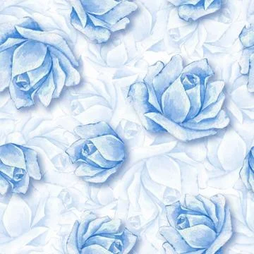 Floral seamless pattern with blue roses Stock Illustration
