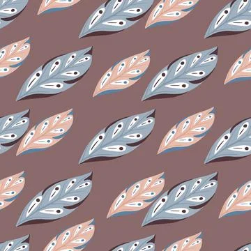 Floral seamless pattern with botanic leaf elements shapes. Pink and blue orna Illustrazione stock