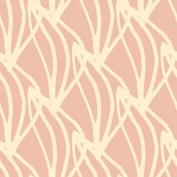 Floral seamless pattern with botanical leafs. Herbal elements in beige color  Stock Illustration