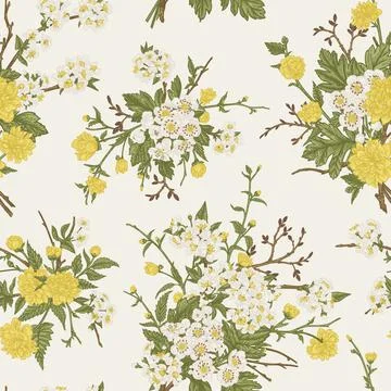 Floral seamless pattern with bouquets. Illustrazione stock