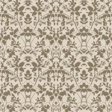 Floral seamless pattern. Branch with leaves ornament. Flourish n Stock Illustration