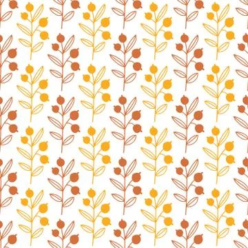 Floral seamless pattern. Branches and berries background. Nature textile patt Stockillustratie
