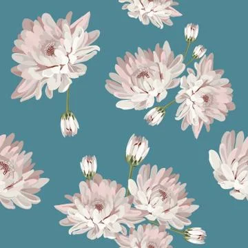 Floral seamless pattern with chrysanthemums Stock Illustration