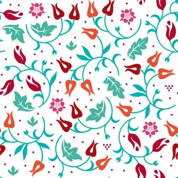 Floral seamless pattern with cold color scheme. Vector illustration Stock Illustration