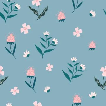 Floral seamless pattern. Creative blooming texture. Wildflowers background. G Stock Illustration