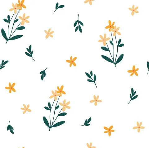 Floral seamless pattern. Creative blooming texture. Wildflowers background. G Stock Illustration