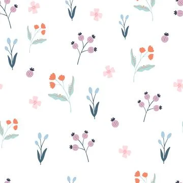 Floral seamless pattern. Creative blooming texture. Wildflowers background. G Stock Illustration