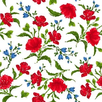 Floral seamless pattern. Cute botanical print, blooming summer meadow illus.. Stock Illustration