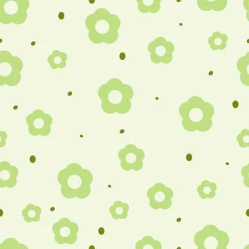 Floral seamless pattern. Cute print with daisies and round spots. Vector illu Illustrazione stock