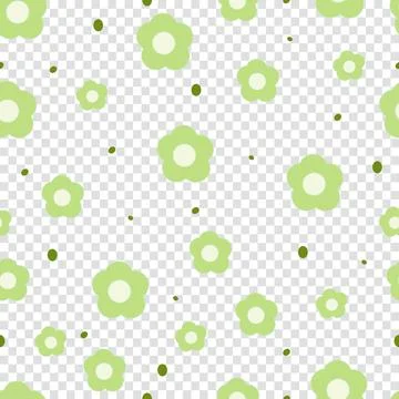 Floral seamless pattern. Cute print with daisies and round spots. Vector illu Stock Illustration