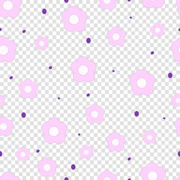 Floral seamless pattern. Cute print with daisies and round spots. Vector illu Illustrazione stock