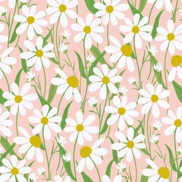 Floral seamless pattern. Cute print with daisy flowers. Illustrazione stock