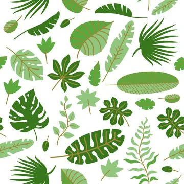 Floral seamless pattern with cute tropic palm leaves elements, vector Stockillustratie