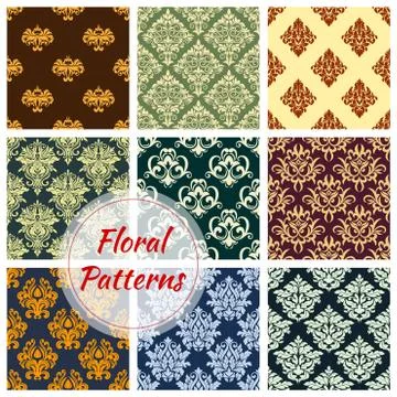 Floral seamless pattern of damask flower ornament Illustrazione stock