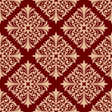 Floral seamless pattern with damask ornament 스톡 일러스트