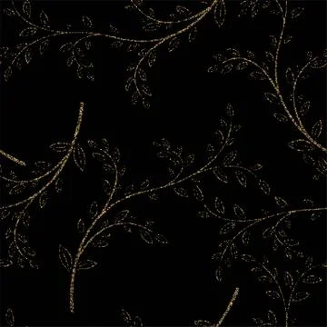 Floral seamless pattern with decorative branches. Vector illustration. Stock Illustration