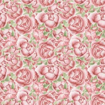 Floral seamless pattern with delicate pink flowers and leaves, hand-drawn wat Stock Illustration
