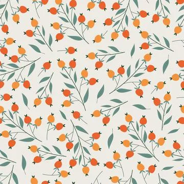 Floral seamless pattern design. Abstract branches, leaves and seeds. Illustrazione stock