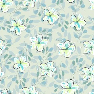 Floral seamless pattern design of abstract flowers and leaves. Composite overlay Stock Illustration