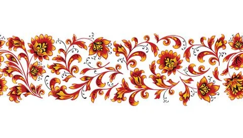Floral seamless pattern design element. Flower border ornament. Stock Illustration