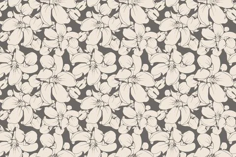 Floral seamless pattern design for fabric or wallpaper print. Flower vector t Stock Illustration