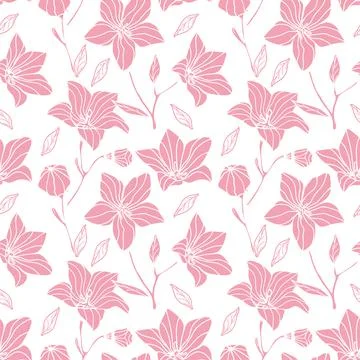 Floral seamless pattern design. Pastel pink color vector fabric design. Stock Illustration