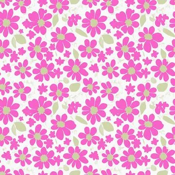 Floral seamless pattern design with pink flowers on white, repeating backgrou Illustrazione stock