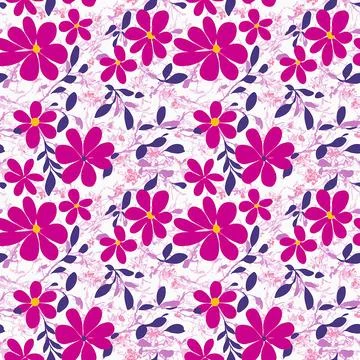 Floral seamless pattern design with red flowers  on white, repeating ground.. Illustrazione stock