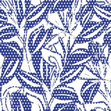 Floral Seamless Pattern with dotted textures Stock Illustration