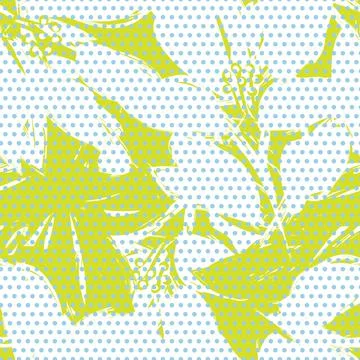 Floral Seamless Pattern with dotted textures Stock Illustration